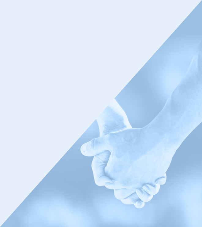 Light blue photo of two holding hands
