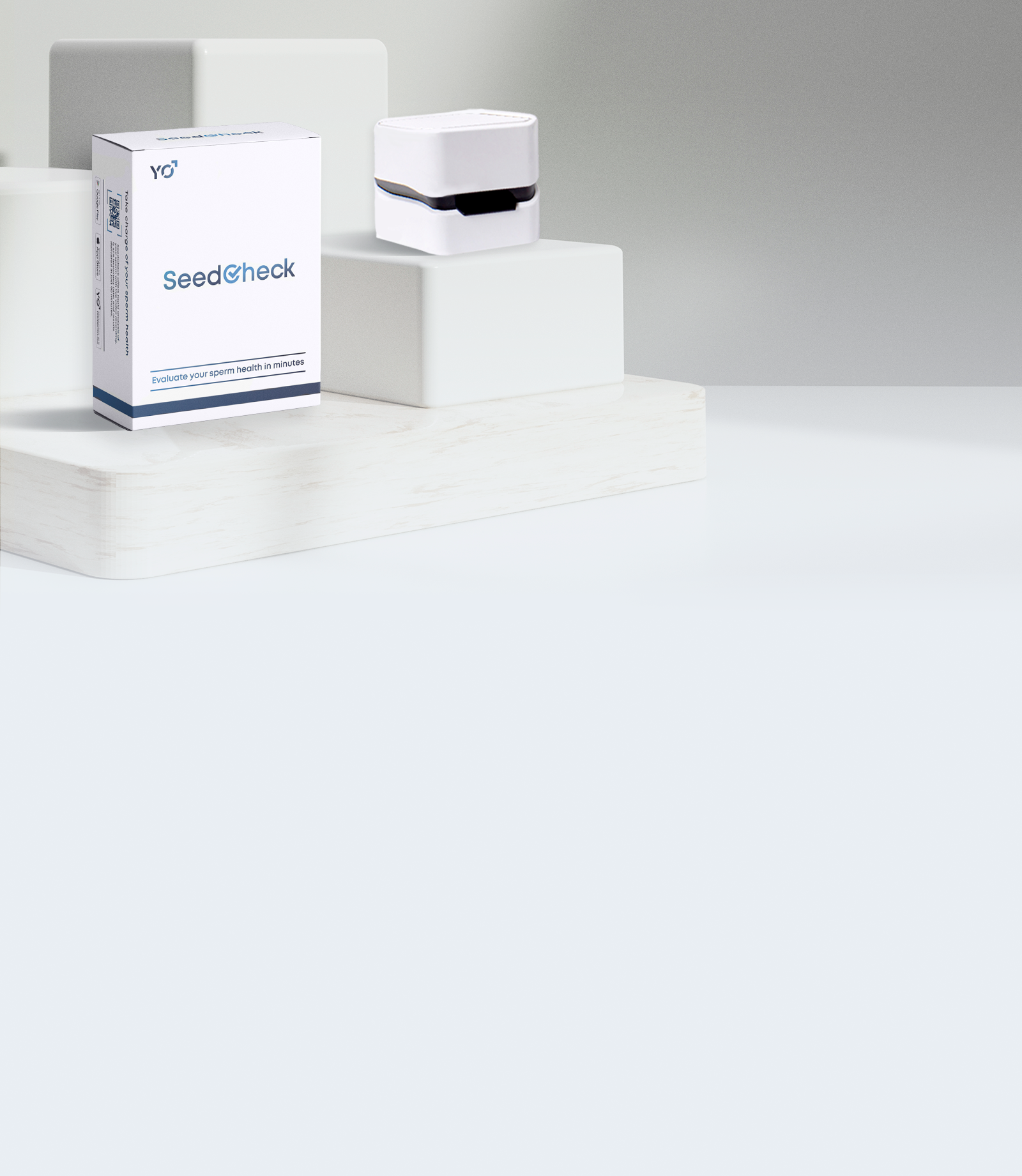 SeedCheck box and device on a modern white display