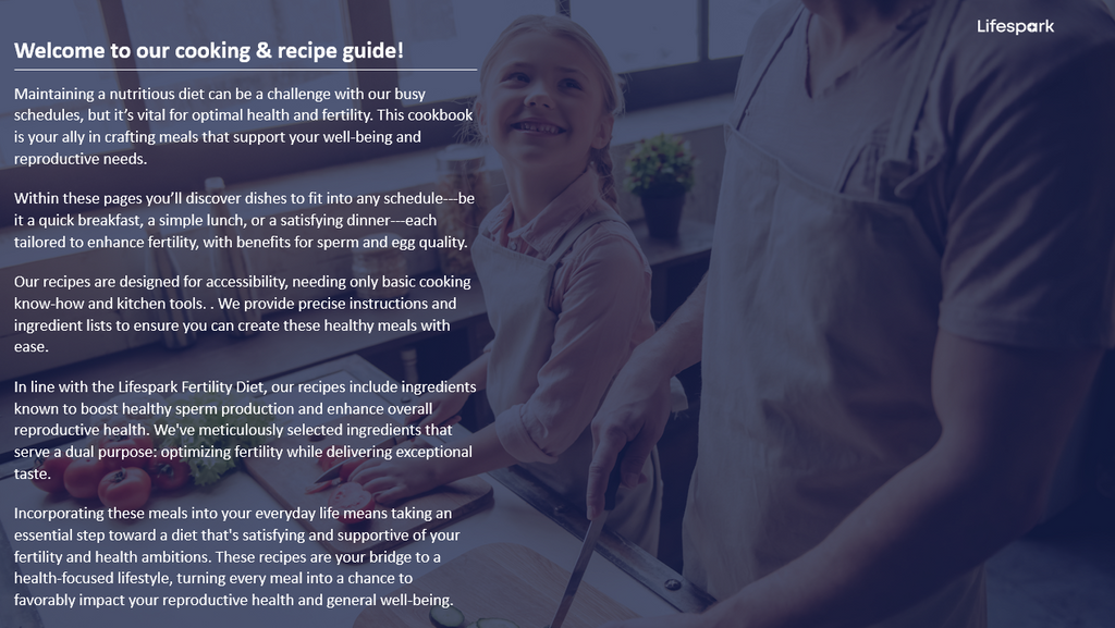 Lifespark fertility cookbook welcome page
